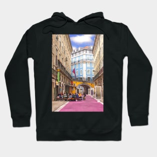 Rua cor de rosa. Pink street. Cais do Sodré. Lisbon Hoodie